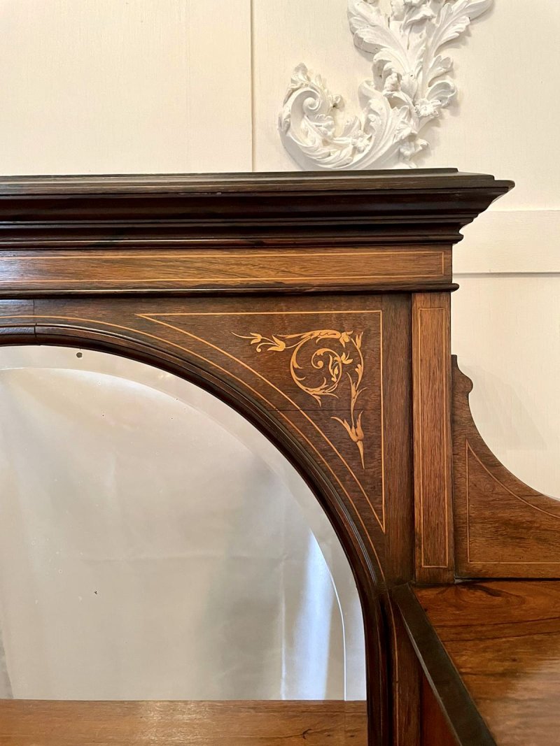 Quality Antique Victorian Inlaid Rosewood Marquetry Writing Desk - Image 8